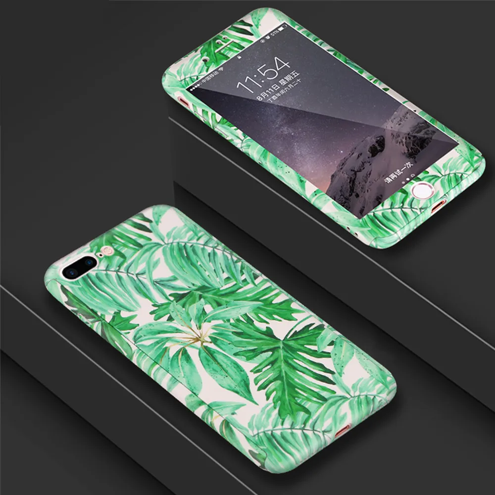 360 градусов Полный Корпус с леопардовым принтом чехол для телефона для iPhone X XR XS Max 6S 7 8 7Plus 5 5S SE жесткая Защитная крышка закаленное стекло