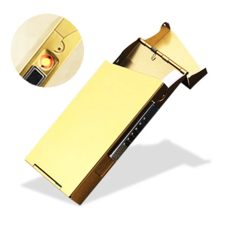 Сигарета чехол с электронная USB Зажигалка Портативный металлические наушники