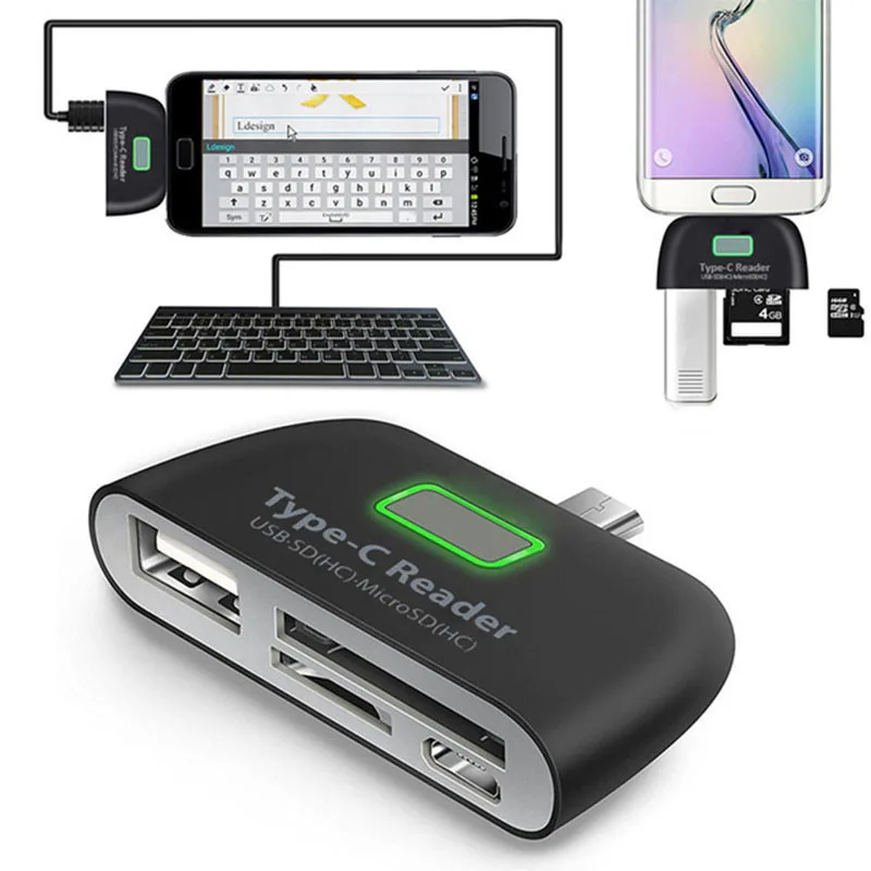 Vmonv 4 в 1 высокоскоростной USB 3.1Type c адаптер для карт памяти OTG TF SD micro планшета