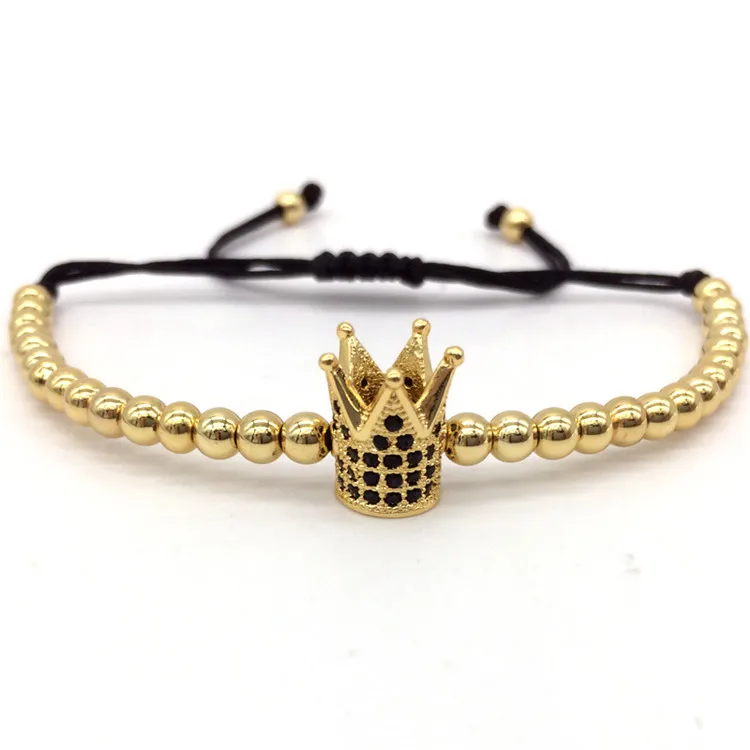 NAIQUBE Top Brand Fashion Imperial Crown Charm Men's Bracelets Micro Pave CZ Beads Trendy Braided Macrame | Украшения и