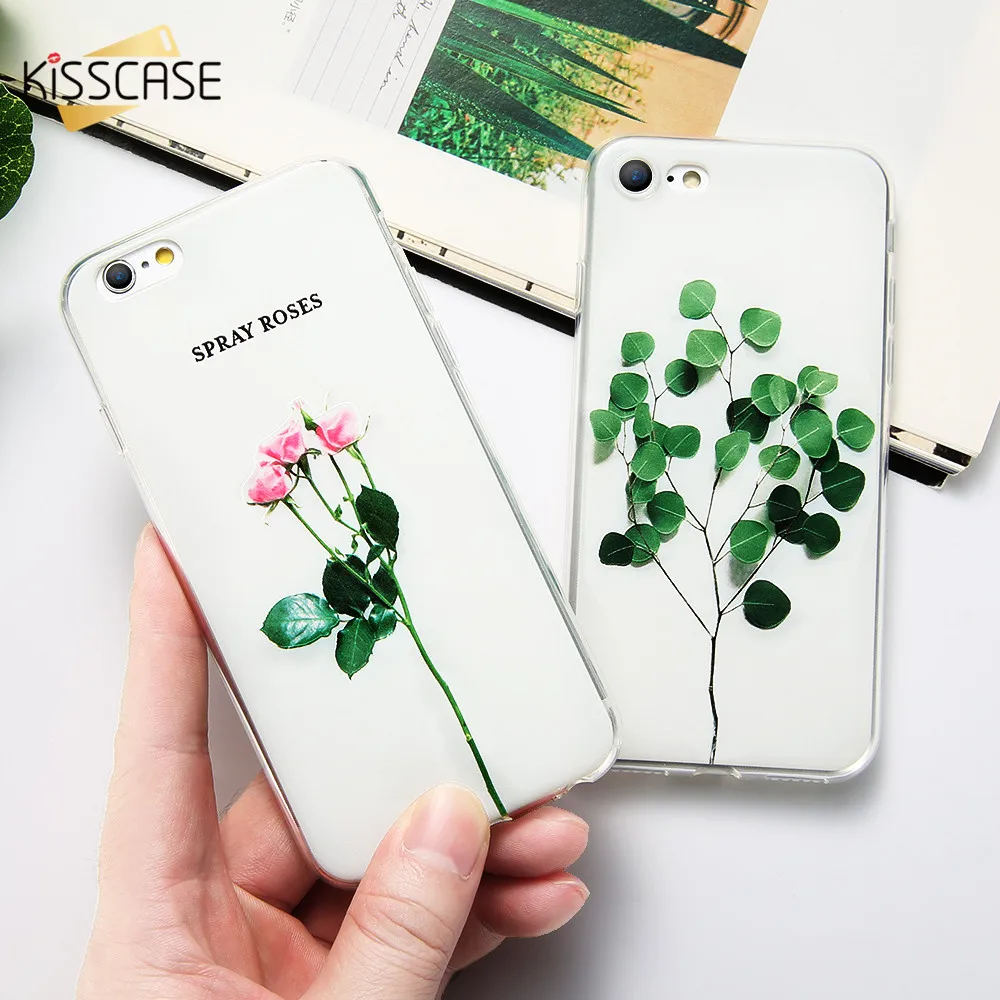 KISSCASE 3D рельефный чехол с листьями для iPhone 5S 5 SE X телефона милым растительным