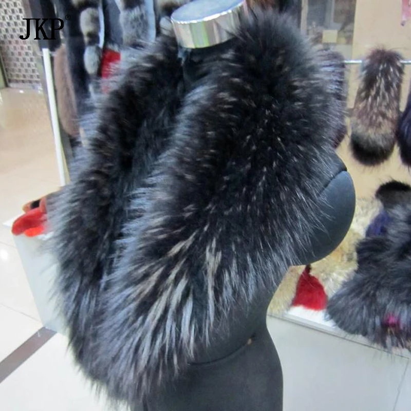 Воротник из натурального меха енота/шарф/воротник большого енота шарф