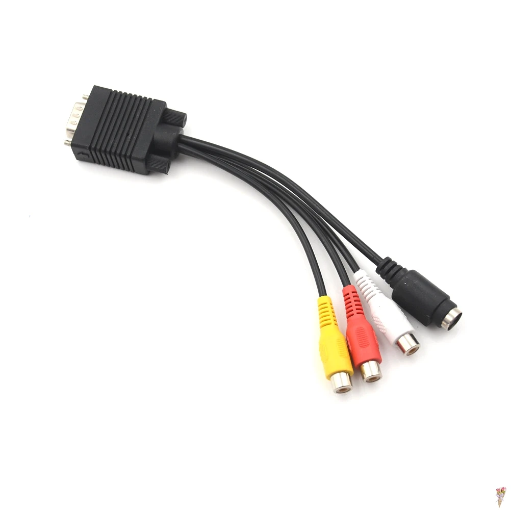 Новинка 1 шт. видеокабель для ноутбука ПК HD TV Разъем VGA штекер на S видео 3 RCA гнездо