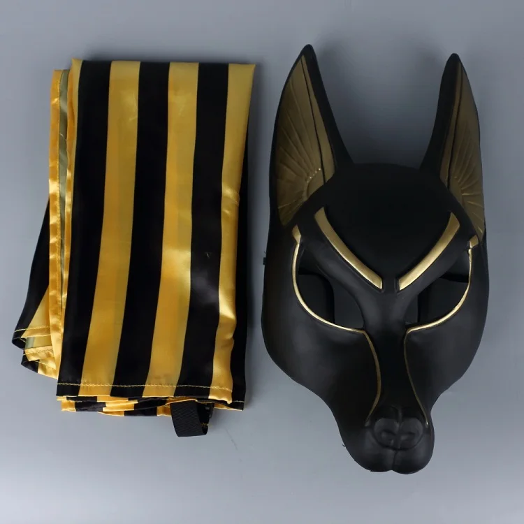 Египетская Anubis косплей маска для лица ПВХ Canis spp голова Волка шакал животное бутафория для маскарада вечерние Хэллоуин нарядное платье мяч - Цвет: mask and headscarf