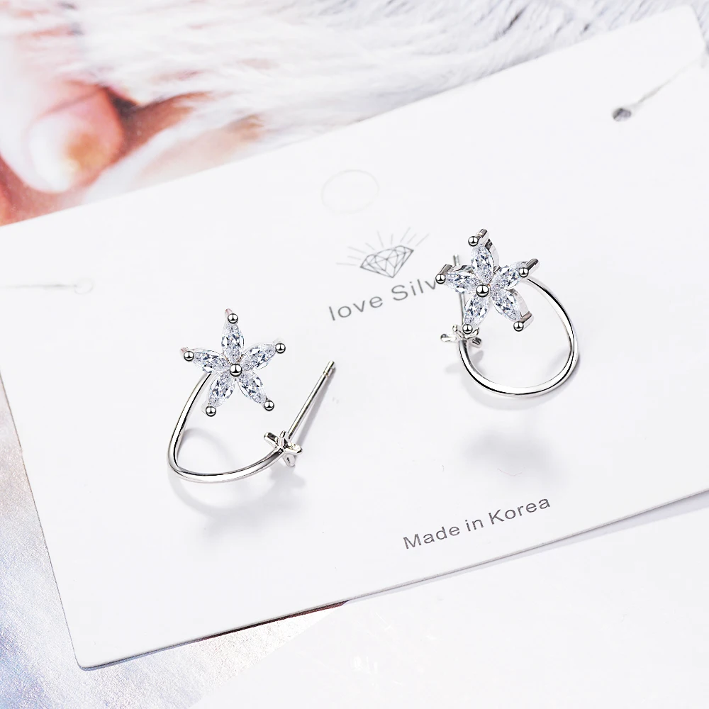 Женские серьги-гвоздики из серебра 2019 пробы с кристаллами | Украшения и