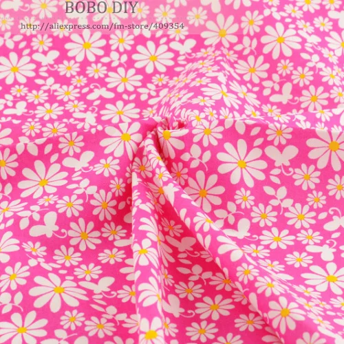1 meter pink daisy Printed poplin cotton fabric fashion design for clothing dress shirt 145cm wide | Дом и сад