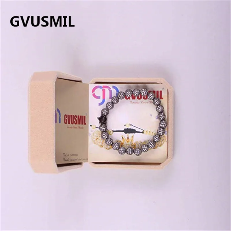 

New Design women fashion CZ Imperial Crown Bracelet Black Micro Pave CZ Women Braiding Macrame Bracelet men Jewelry