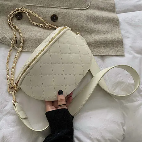 Beige Новинка, Маленькая женская сумка на плечо в Корейском стиле с ромбовидной цепочкой, модная повседневная женская сумка-мессенджер - Цвет: Beige