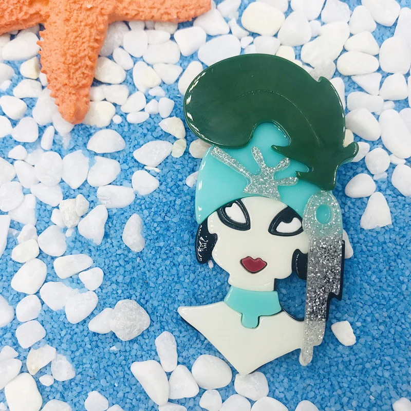 SexeMara, дизайн, мультяшная фигурка, брошь, акриловая, зеленая, преувеличенная, кисточка, головной убор, брошь для девочки, украшения для одежды, нагрудные булавки