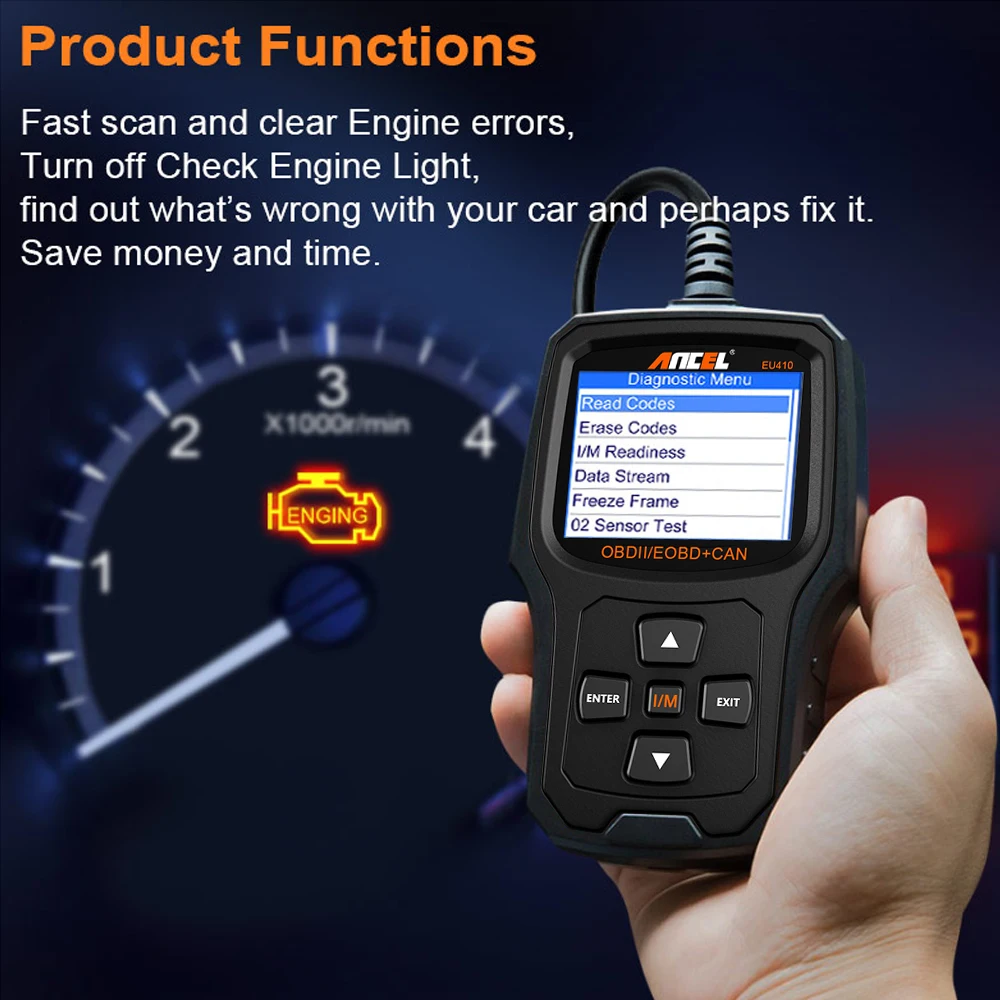 ANCEL EU410 OBD2 ODB сканер для peugeot Citroen Renault Opel ODB автомобильный диагностический инструмент Автомобильный сканер OBD Код двигателя считыватель