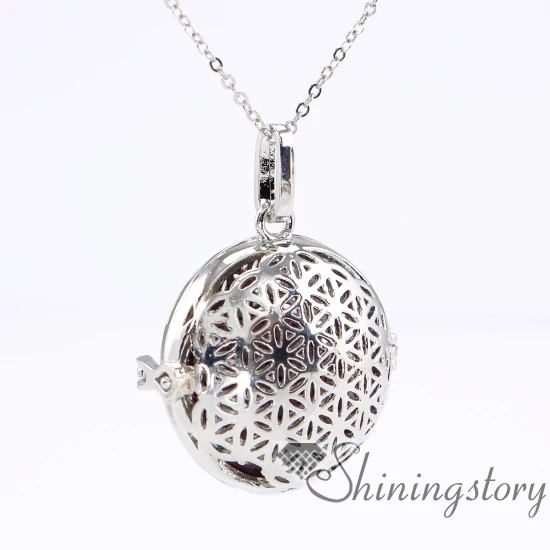 

round openwork aromatherapy necklace diffuser lockets wholesale diffuser jewelry essential oil pendant necklace metal volcanic