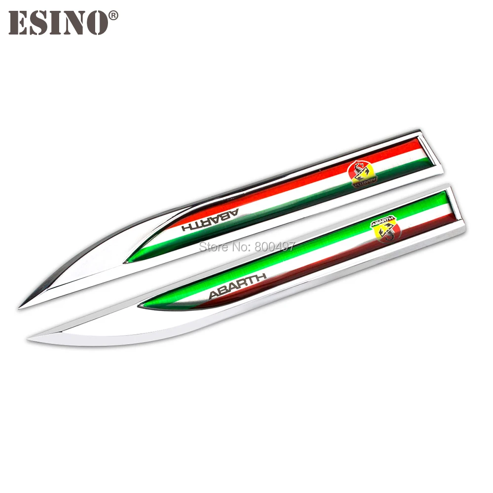20 x Car Styling 3D Body Fender Side Metal Chrome Zinc Alloy Knife Emblems Badges Accessories For Abarth 500 Punto | Автомобили и