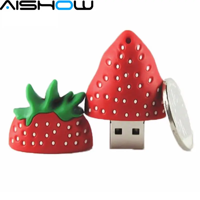 С мультипликационным принтом в виде клубники USB флеш-накопитель 4GB/8GB/16GB/32GB/64 ГБ