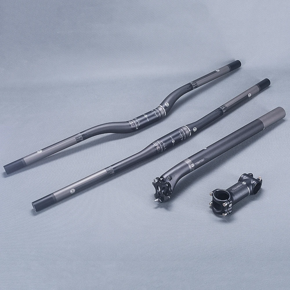 

TOMTOU Cycling Mountain Bike Handlebar + Stem Setback Seatpost 25 Degrees Matte Black MTB Handlebars Sets Bicycle Parts - TG8T76