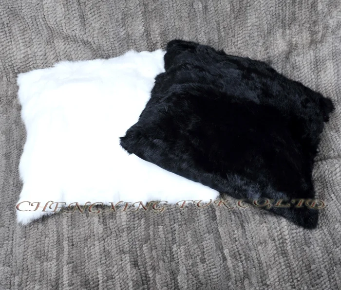 

Free Shipping CX-D-84B 50X50CM Home Decora Pillow Soft Warm Real Rabbit Fur Pillow Cover