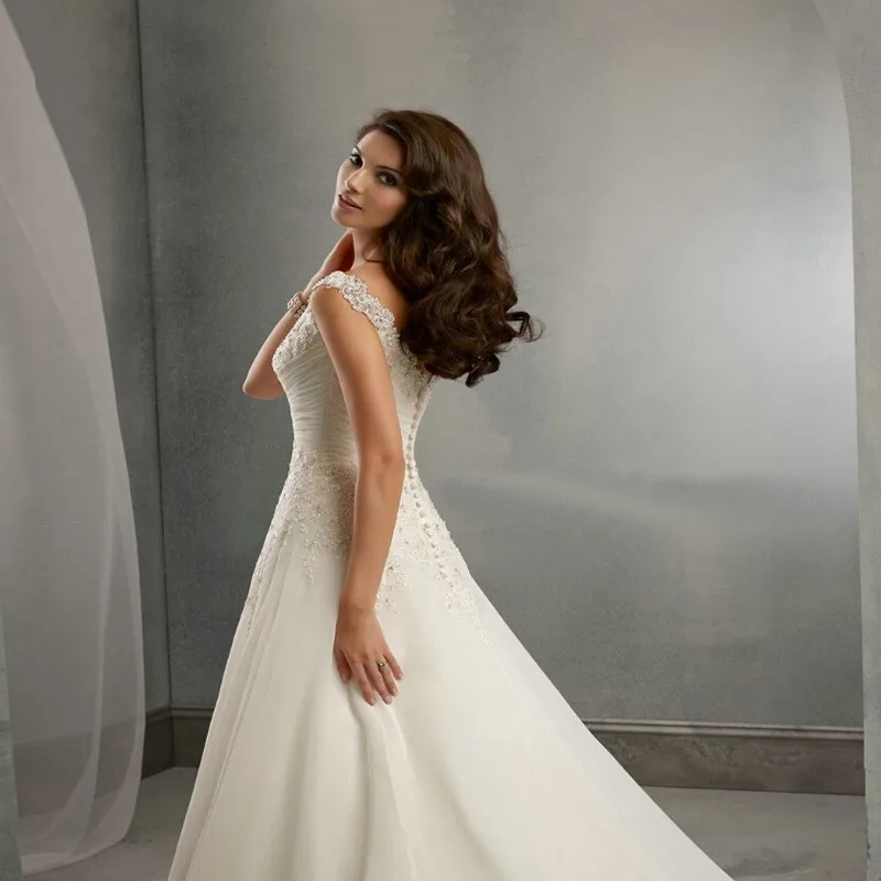 2017 новый кружева свадебное платье линия с плеча бисероплетение свадебные платья