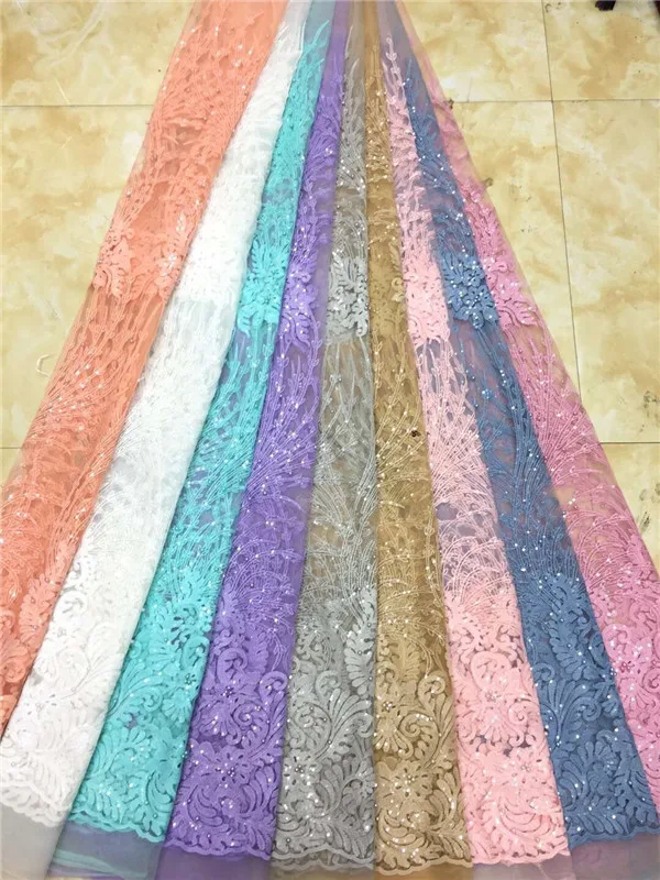 Фиолетовый 2019 последние французские нигерийские кружева розовые ткани высокого