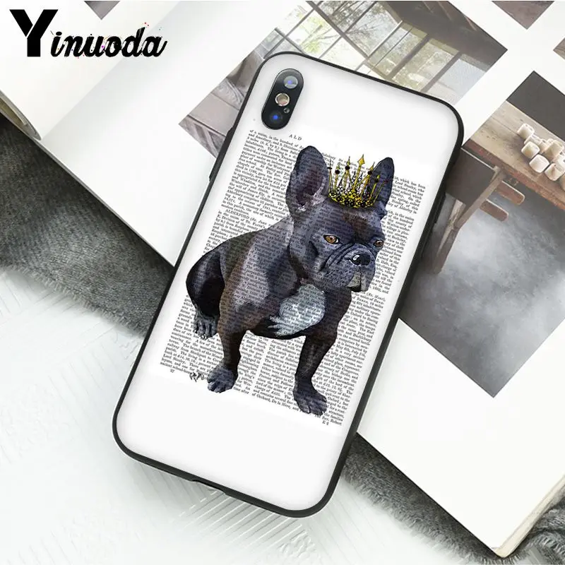 Book newspaper background Cute French Bulldog Phone CaseFor iphone 12 11 Pro Max 5 5Sx 6 7 8plus X XS MAX XR | Мобильные телефоны и