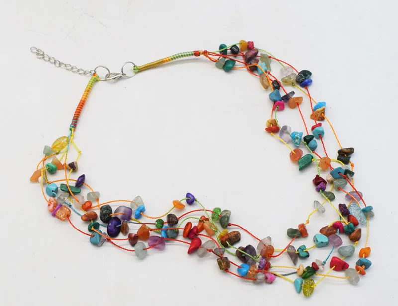 

5rows mix-stones baroque necklace 18inch FPPJ wholesale beads nature