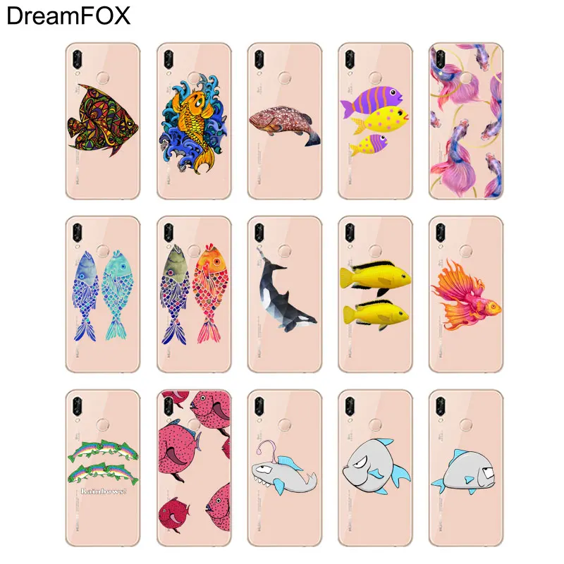 DREAMFOX K294 рыбы мягкие ТПУ силиконовый чехол для huawei Honor 6A 6C 7X9 10 P20 Lite Pro P Smart |