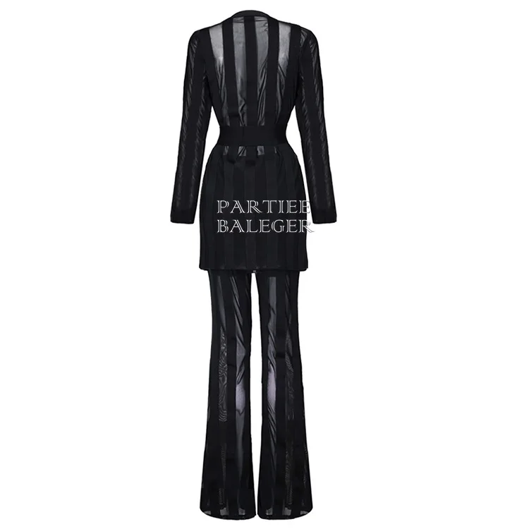 Новинка Весна 2020 сексуальный сетчатый лоскутный комплект из двух предметов