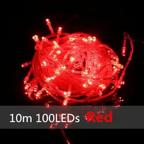 Red Многоцветный 10 м 100 светодиодный s Рождественская гирлянда Сказочный светильник светодиодный Рождественский светильник s Свадебная вечеринка сад Рождественский струнный светильник для улицы - Испускаемый цвет: Red
