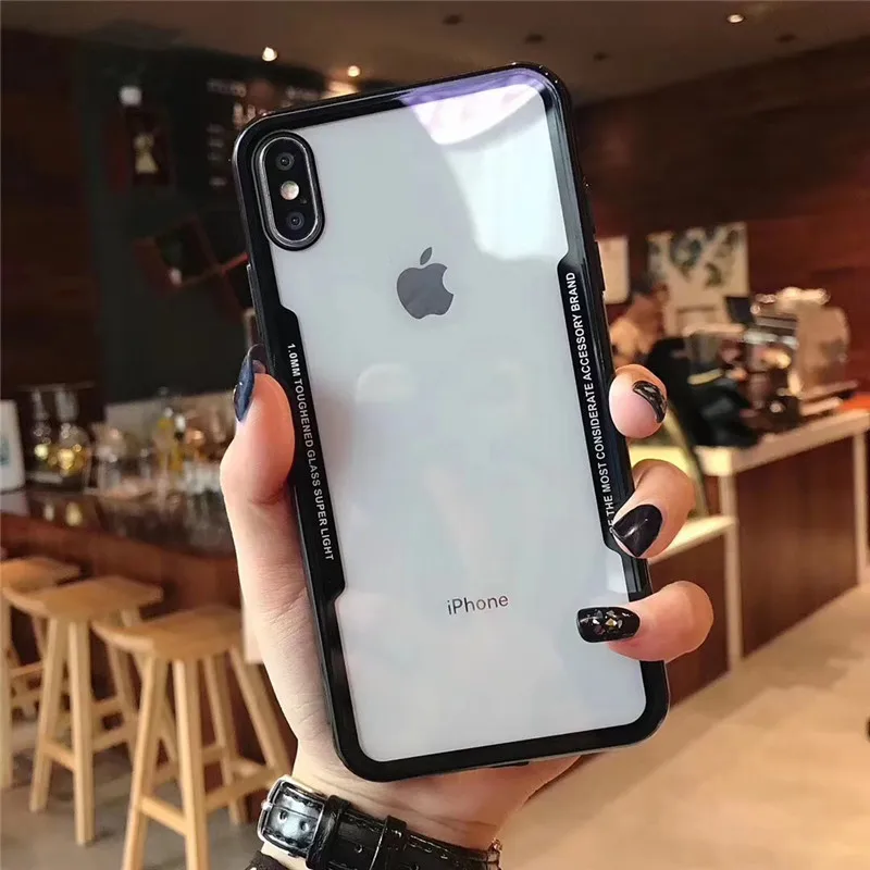 Модный чехол для iPhone XS Max XR X телефона из ТПУ с задней акриловой крышкой fundas 6 6S 7 8 plus