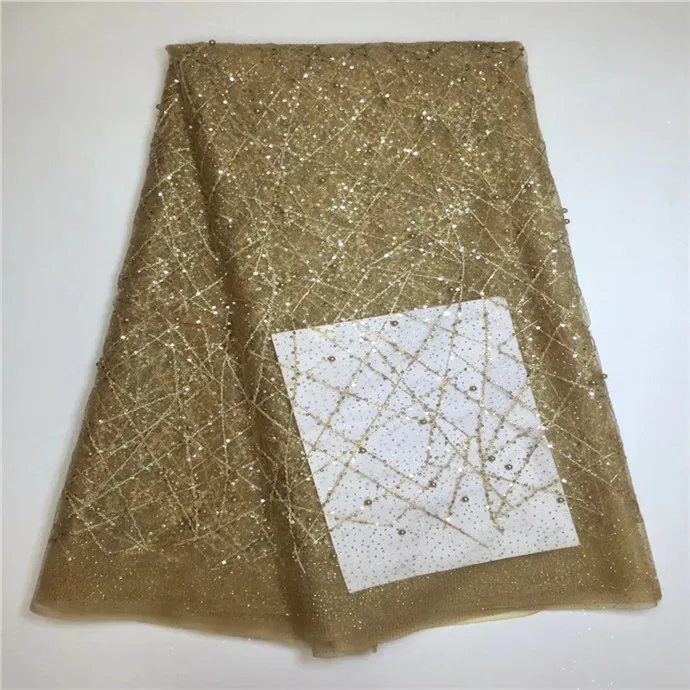 2018 Hot Latest Grey African Lace Fabric/ High Quality Nigeria Mesh Lace/ French Tulle Beaded Fabric For Fashion Dresses | Дом и сад