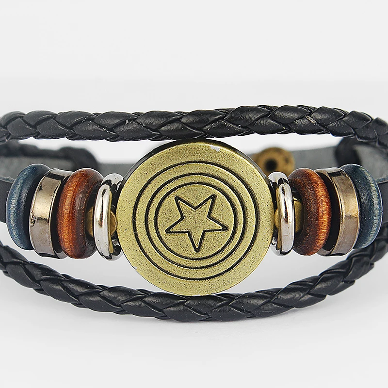 1 шт ручной работы Ретро Натуральная кожа Плетеный Шарм многослойный браслет