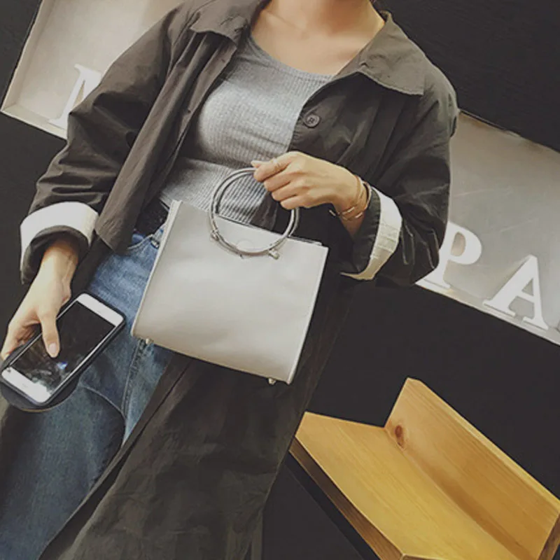 Сумка мессенджер женская с металлическим кольцом и ручками|bags with|fashion shoulder bagsshoulder