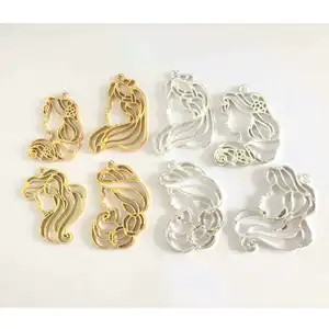 4 шт. симпатичная голова принцессы портрет металлическая рамка Подвеска ювелирных изделий Аксессуары амулеты сделай сам ручной работы УФ смола открытый Bezels ремесло