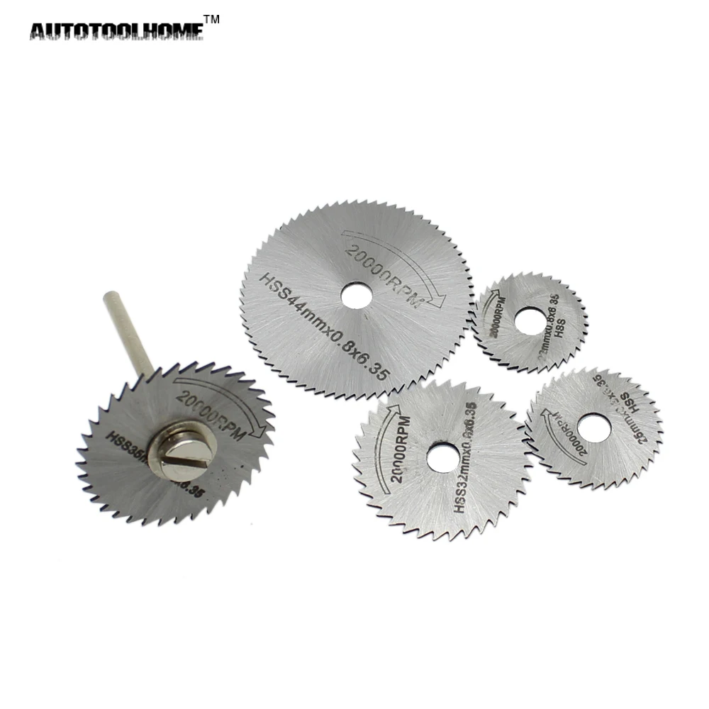 AUTOTOOLHOME 6 шт. HSS мини дисковые пильные диски набор дерево алюминий режущий диск для Dremel роторные инструменты аксессуары многофункциональный инструмент