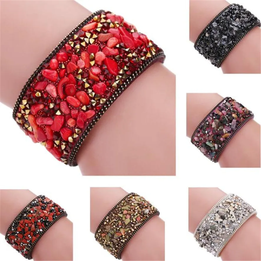 Браслеты из воловьей кожи с кристаллами 222510|wrist chain|bracelet braceletstone bracelet |