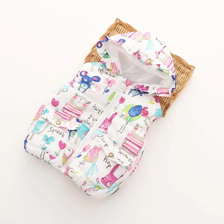 

2017 Spring and Autumn New Foreign Trade Children's Clothing Child Girls Graffiti Printed Cardigan Hooded Wind Vest