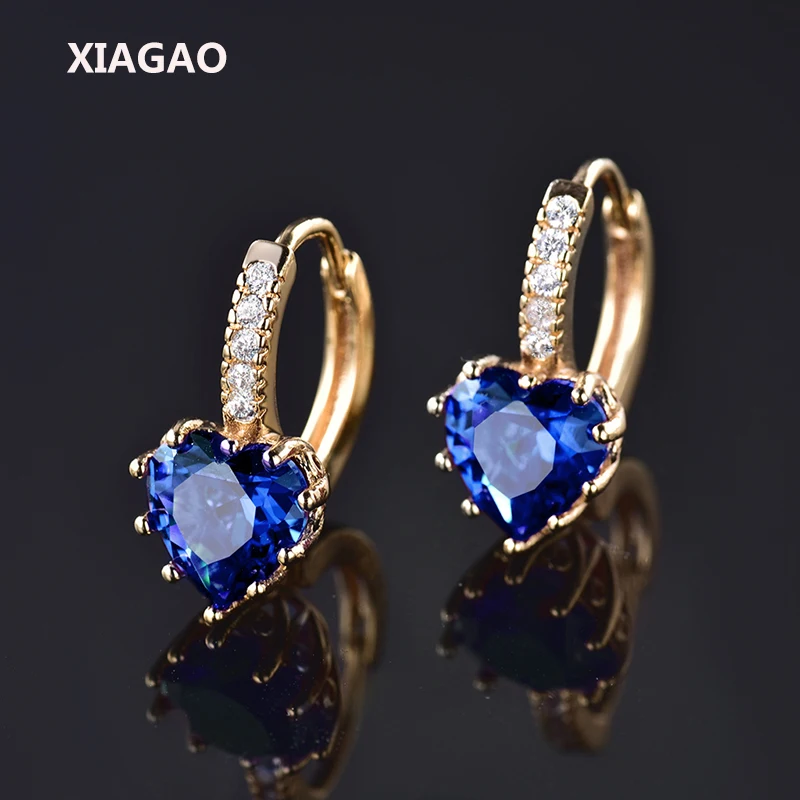 Женские серьги кольца XIAGAO с кристаллом из Кубического циркония золотого цвета
