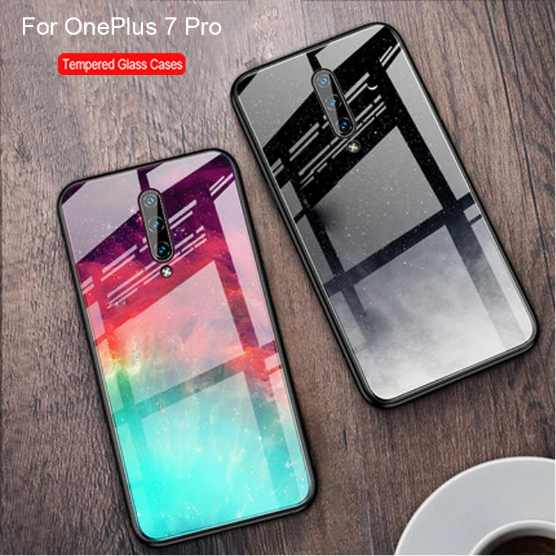 Чехол из закаленного стекла для OnePlus 7 Pro силиконовая Мягкая задняя крышка чехол