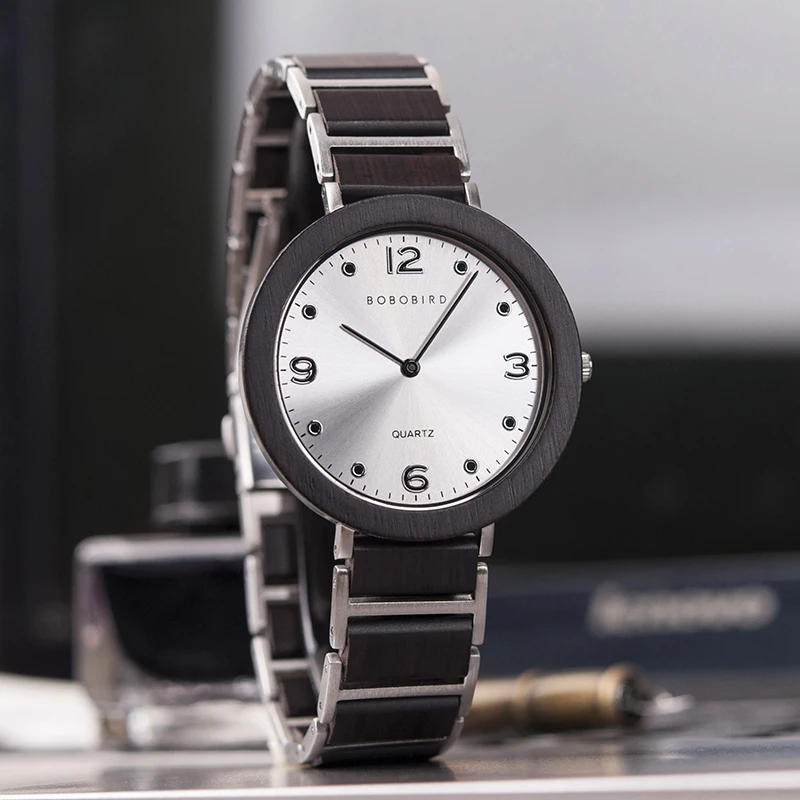 

BOBO BIRD men watches 2020 luxury Brand women hand watch Ultra-thin Quartz wood metal bracelet With Wooden Box relogio pequeno