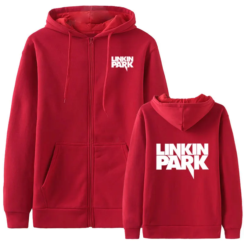 Лидер продаж осень Linkin Park напечатаны модные мужские толстовки Мужская и Женская куртка Свитшот флисовый обычный на молнии пальто - Цвет: red