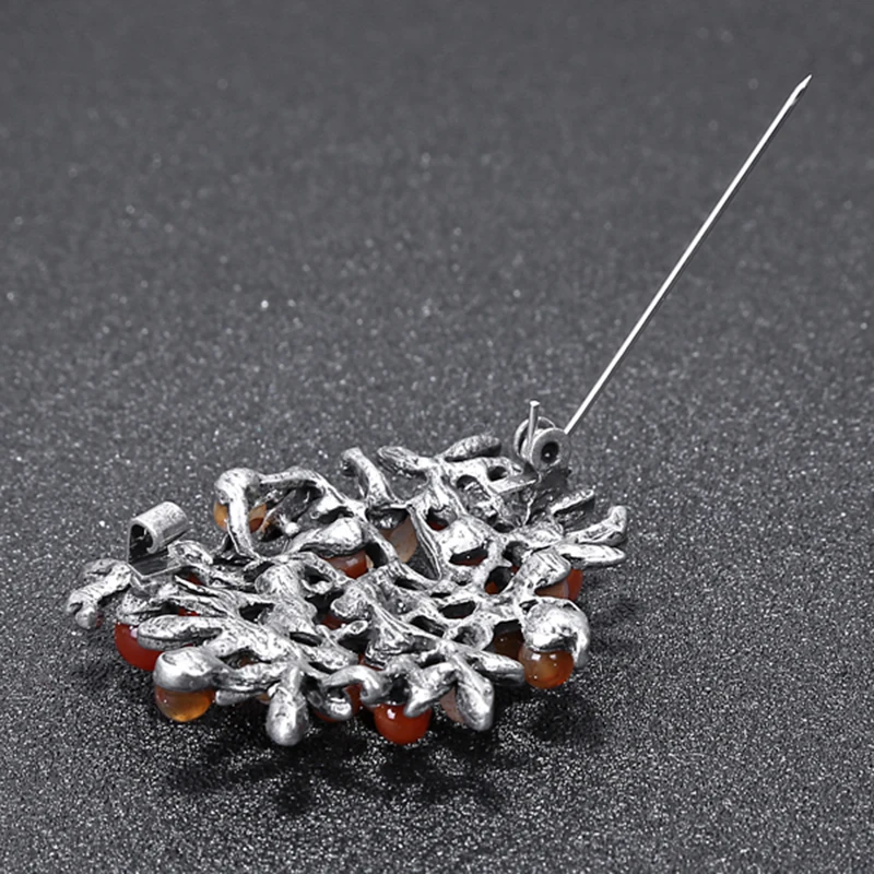 

YAOLOGE New Natural Stone Plant Leaf Bouquet Metal Brooches Scarf Pins Fashion Vintage Wedding Accessories For Women Jewelry