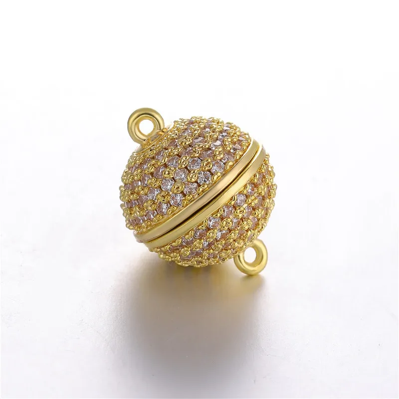 

10 pieces Wholesale Luxury AAA Zircon CZ Pave Ball Magnetic Clasps Hooks For Necklace Bracelet End Beads Chain Clasp Findings