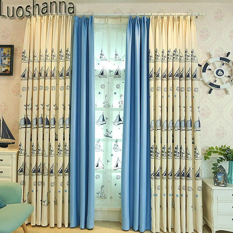 Luoshanna современный стиль мультфильм парусник мальчики для девочек занавески зал