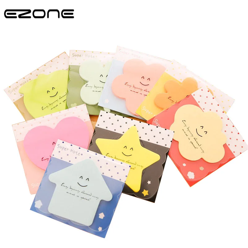 

EZONE Clearance Kawaii Plants Sticky Notes Flowers Heart Memo Pad Cute Creative Students Sticker Notes School Office Supplies