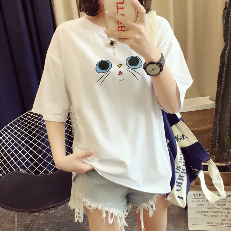 Женские повседневные футболки Ailegogo милые тонкие с коротким рукавом и круглым
