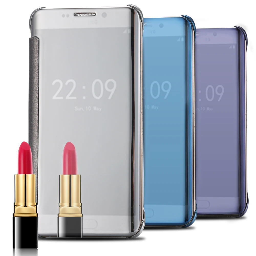Задняя крышка чехол для Galaxy S6 S7 Edge Plus зеркальная поверхность флип Аксессуары
