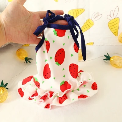 Dress Клубничный летняя Милая одежда с принтом в виде собак для маленьких собак для девочек Pet Lover адрес рубашка Кот, йоркширского терьера, терьер Чихуахуа Костюмы - Цвет: Dress