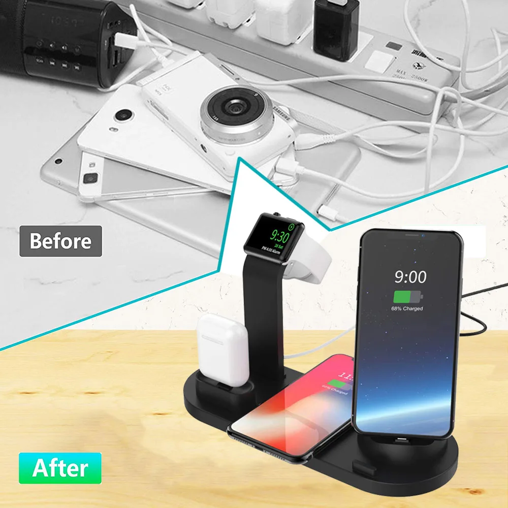 Беспроводное зарядное устройство 10 Вт Qi для iPhone 11 X XS XR 8 Samsung S10 S9 Type C USB док станция