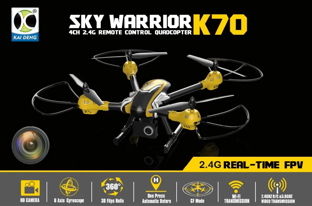 Все новые K70 WiFi FPV пульт дистанционного управления большой размер большой Дрон с 2-мегапиксельной камерой HD один ключ-возврат высота удержания RC Квадрокоптер Дрон RTF