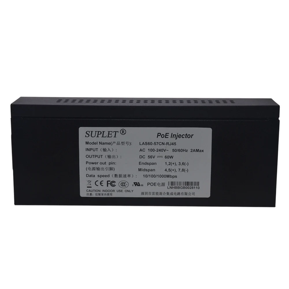 LAS60 57CN RJ45 инжектора POE для Hik ip купольной камеры Hi PoE инжектор AC 100 240 В DC 56 в 100/1000