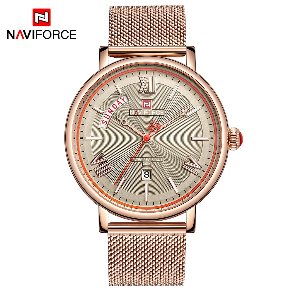 NAVIFORCE 2019 модные часы для мужчин сетчатые Стальные кварцевые водонепроницаемые