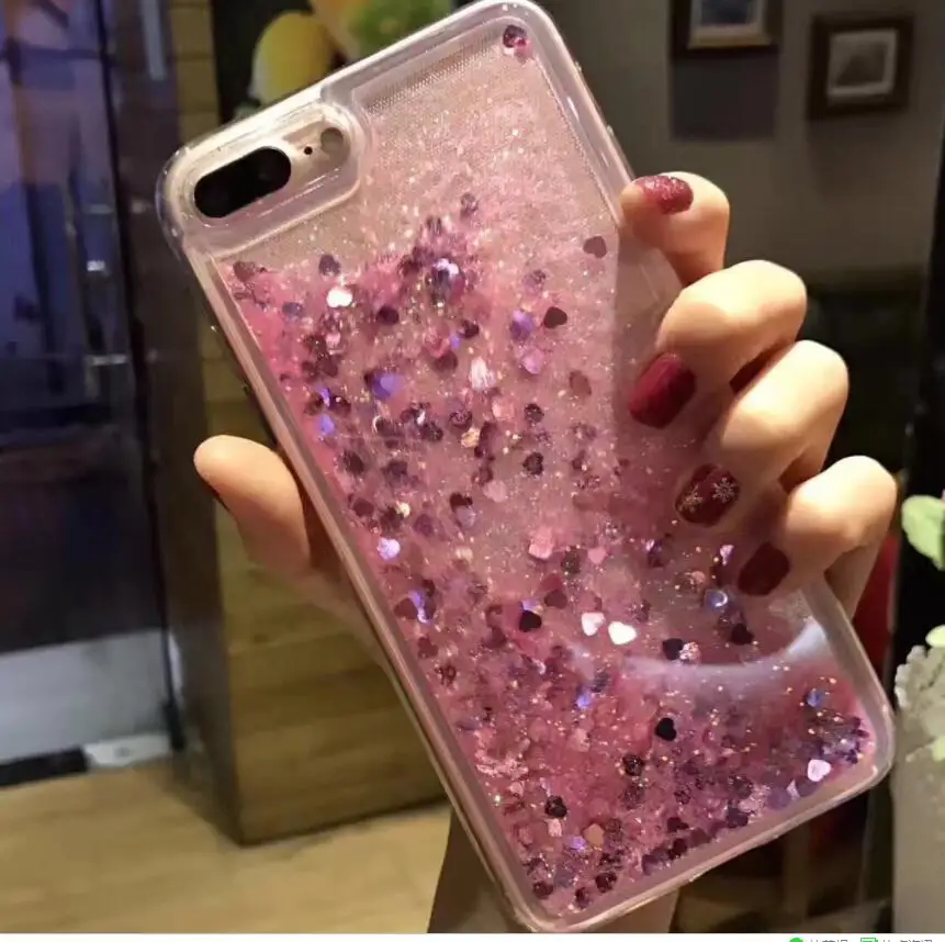 Luxury Liquid Glitter Sand Mobile Phone Cases For Samsung Galaxy S9 S8 S10 Plus S7 Edge Heart Sequins Dynamic Plastic Soft |